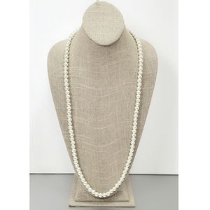 Faux Pearl 31 inches Opera Necklace, Long Pearl Necklace White, Women Gift Her